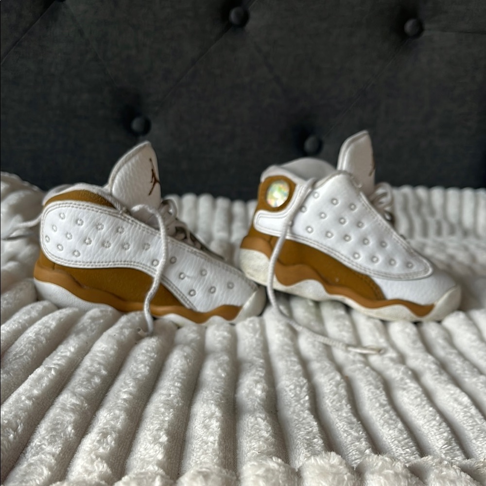 JORDAN RETRO BABY  White and Tan Sneakers